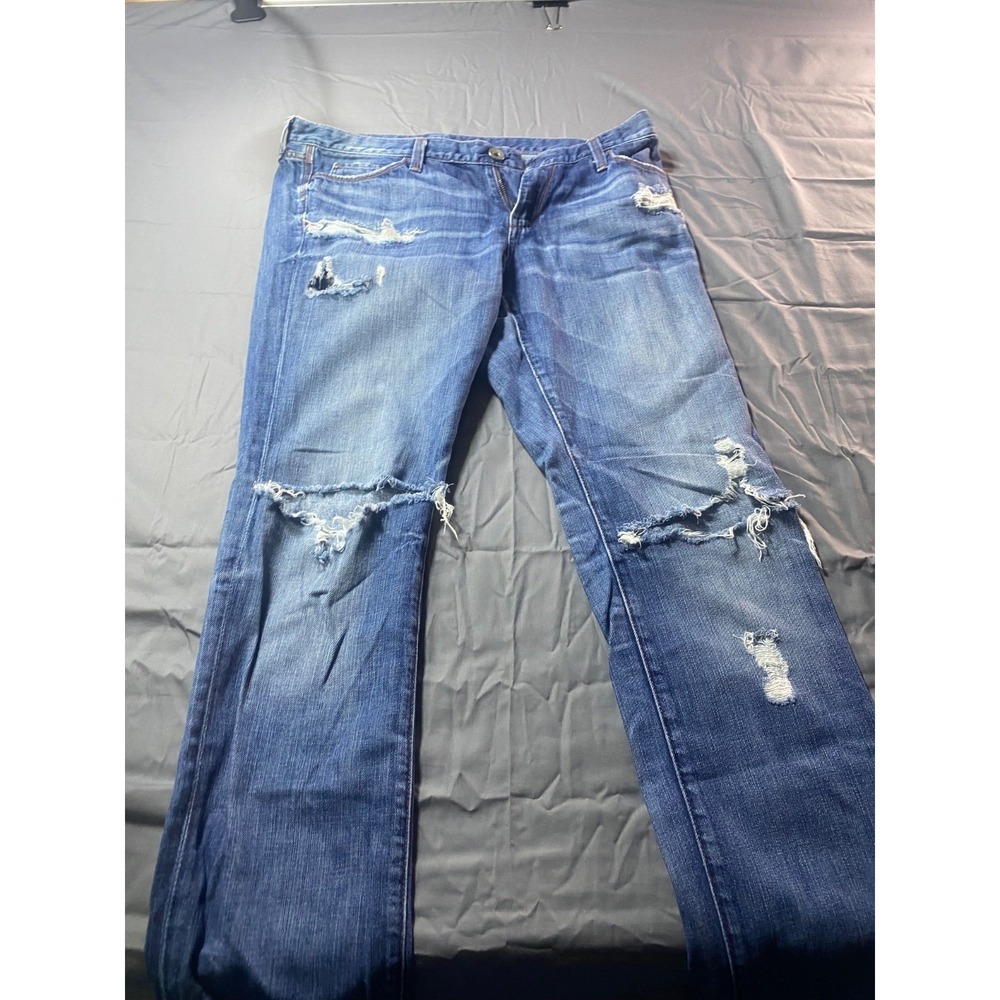 Banana Republic Women's Distressed Straight Leg Blue Jeans Size 30‎ Denim